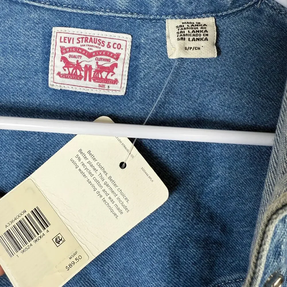 Levi’s Shirt Dorsey‎ Patchwork Western Button Down Pearl Snap S New